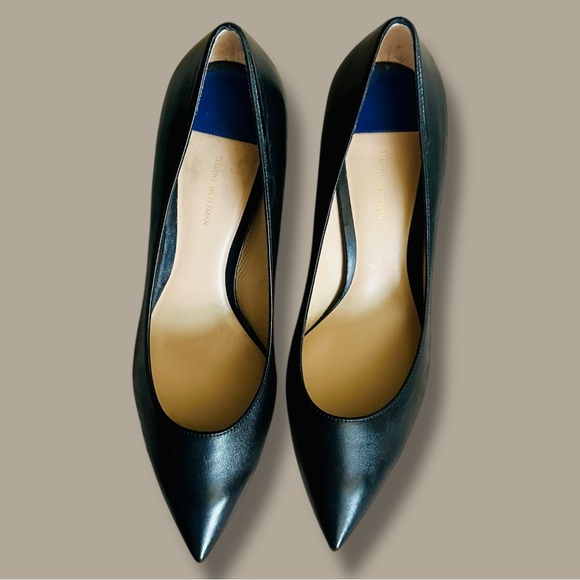 NWOT Stuart Weitzman Black Leather ‘Tippi 75’ Pointed Toe Pumps Size 11.5 - Picture 15 of 16